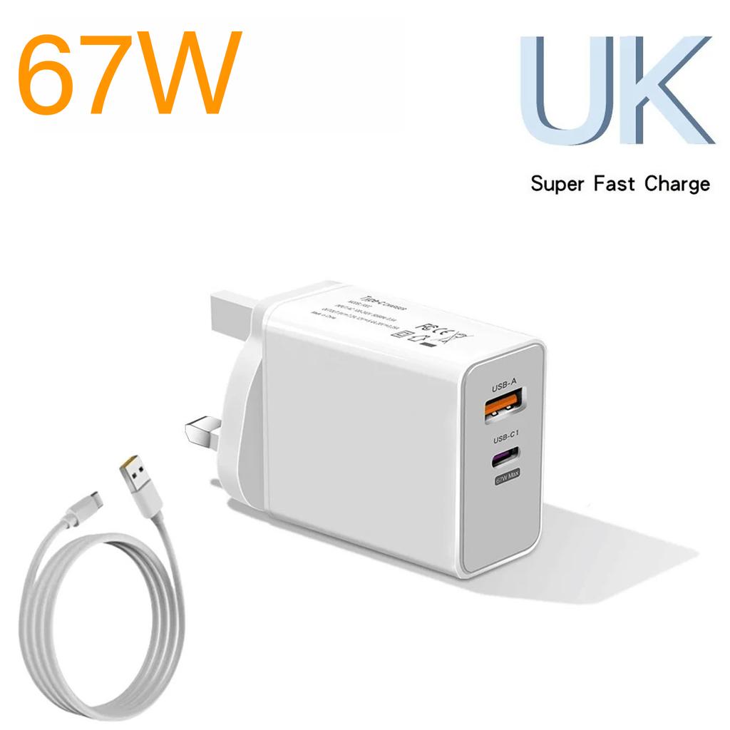 Xiaomi Быстрое зарядное устройство 67 Вт USB Type-C PD Кабель Быстрая зарядка Quick Charge 3.0 Адаптер Для iPhone Для Xiaomi Для Samsung Мобильных телефонов