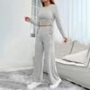 Женский комплект повседневной спортивной одежды из двух предметов однотонного цвета с длинными брюками