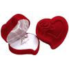 Heart Shape Velvet Ring Box Jewelry Display Engagement Wedding Jewelry Boxes Rose Flower Design Gifts Holder for Couple