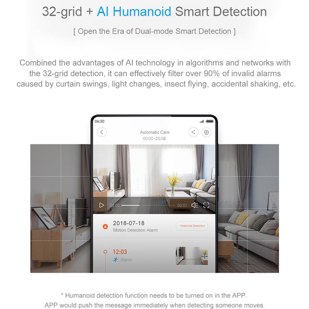 Xiaomi Mijia AI Smart IP Camera 1080P HD130 Degree FOV 2.4Ghz Двухдиапазонный WiFi Security Baby Monitor