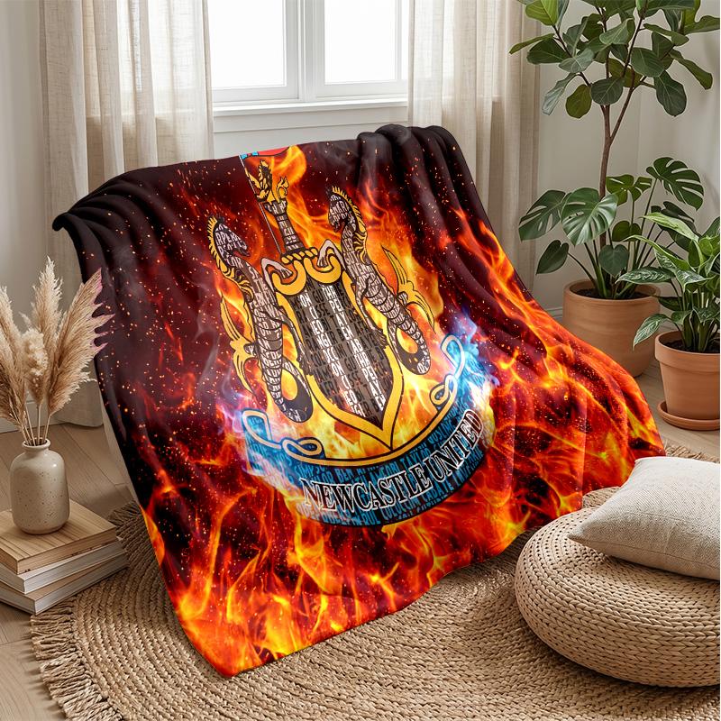 Newcastle United Football Print Flannel Blanket, Soft Warm Lightweight Throw Blanket for Sofa Bed Camping