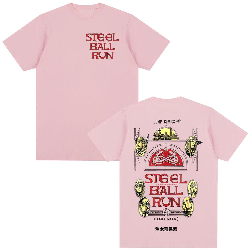 Аниме JoJo's Bizarre Adventure STEEL BALL RUN Футболки Унисекс Одежда Повседневная Харадзюку Хлопок Y2K Короткий Рукав Футболка Уличная Одежда