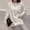 Velvet White Sweatshirt Bottoming Shirt for Women, Autumn and Winter Style, Versatile Long-sleeved T-shirt with Pure Cotton Loose Long Style