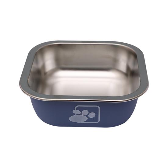 Миска для домашних животных из нержавеющей стали, нескользящая, устойчивая к падению, миска для подачи воды и еды с резиновой основой, устойчивая к укусам