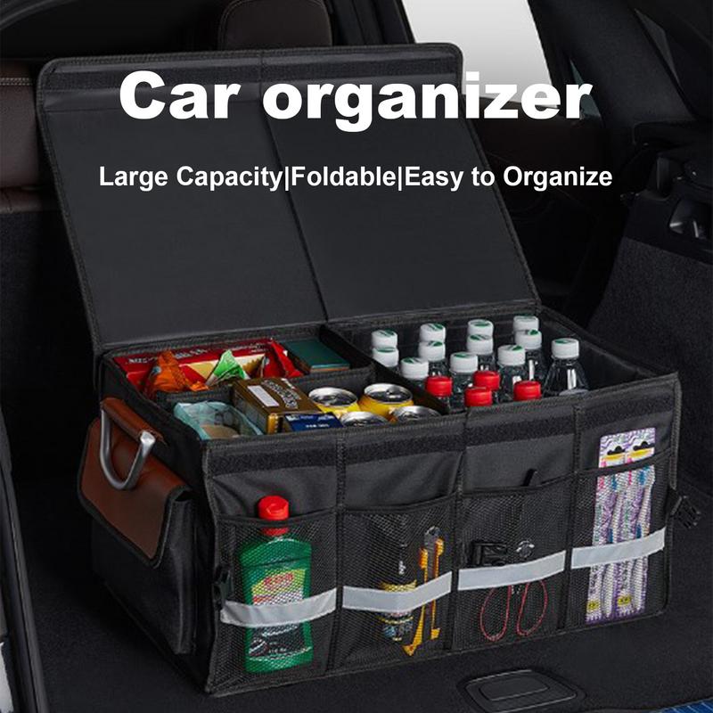 Органайзер для багажника автомобиля, многосекционный ящик для хранения в заднем багажнике автомобиля, складная сумка-органайзер для хранения вещей, принадлежности для салона автомобиля