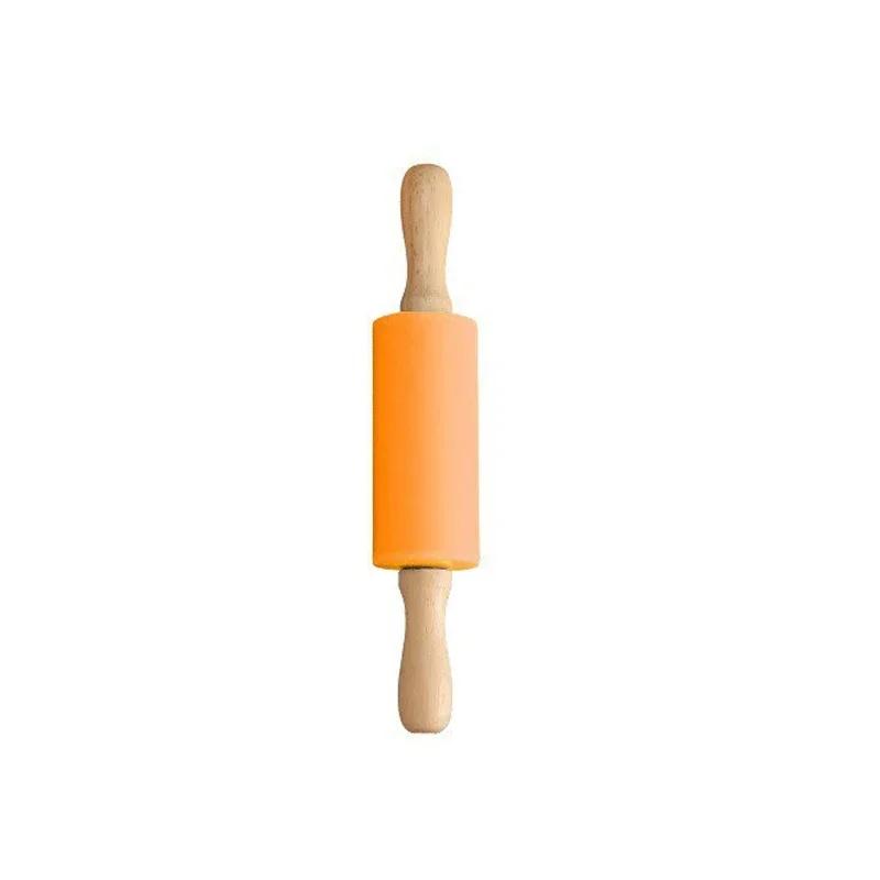 Non-Stick Silicone Rolling Pin Wood Handle Non-stick Dough Pasta Cookie DIY Dough Rolling Pin Kitchen Cooking Baking Tools