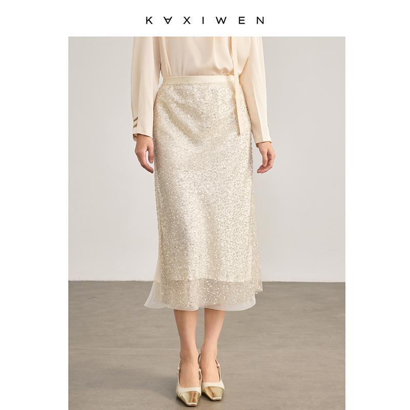 Luxurious Embroidered Bead Half Skirt