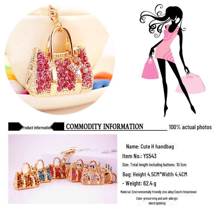 Rhinestone Jewelry Handbag Keychain - Cute Metal Bag Pendant for Cars & Accessories