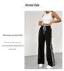 New EU & US Style Black Elastic Waist Straight-Leg Sports Pants - Women's Autumn/Winter Casual Trousers