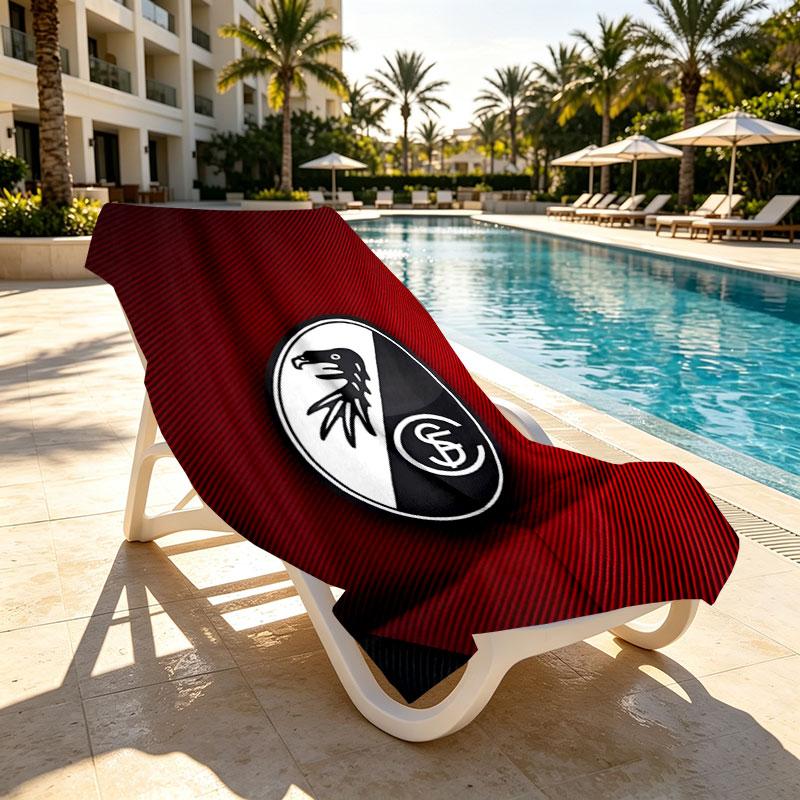 SC Freiburg Print Beach Towel Design, Soft, Lightweight. for Home Bathroom, Spa, Pool, Yoga, Surfing, Camping, Gift for Family, Friend