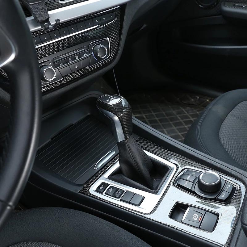Carbon Fiber Style Car Gear Shift Head Cover Trim Fit For BMW X1 F48 2016-19 /2 Series 218i Gran Tourer F45 F46