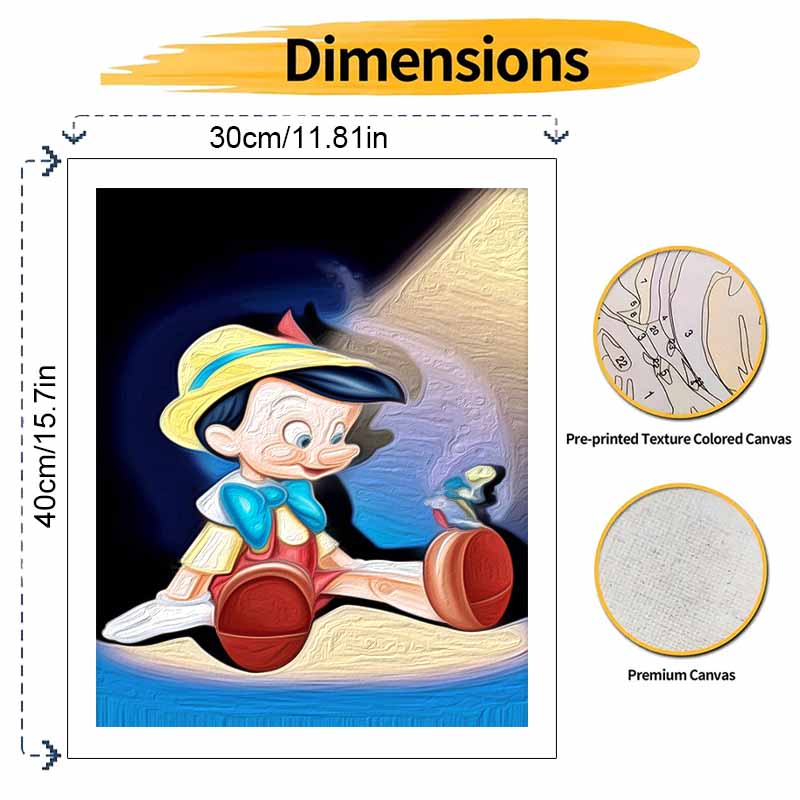 Disney oil painting painting art Pinocchio Jiminy Cricket handmade diy painting home decoration gift