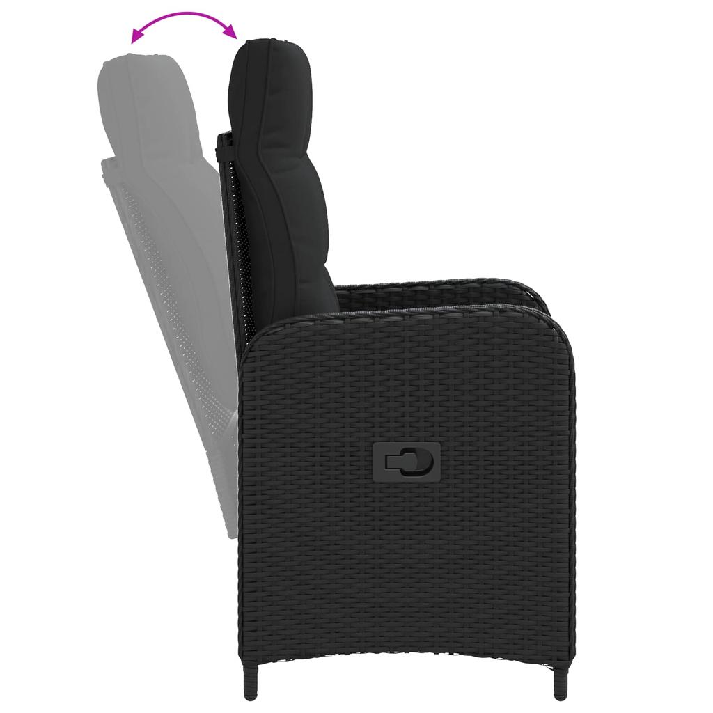 Garden Lounge Set 3 pcs Black