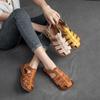Wide Toed Flat Sandals Retro Genuine Leather Comfortable Soft Sole Versatile Women's Shoes