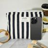 Women Stripe Comestic Case Clutch Pouch Canvas Makeup Storage Bag Women Handbag Portable Toiletry Travel Organizer Case