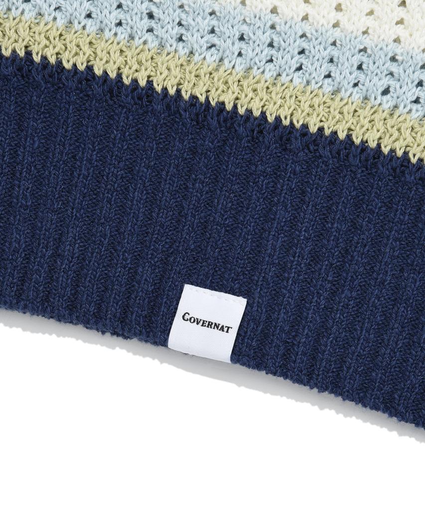COVERNAT Multi-Stripe Crew Neck Knit Lime