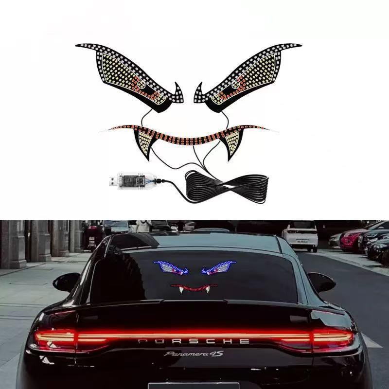 Светодиодный USB-дисплей для автомобиля «Глаз демона вампира» - Предупредительный свет для выражения на заднем стекле
