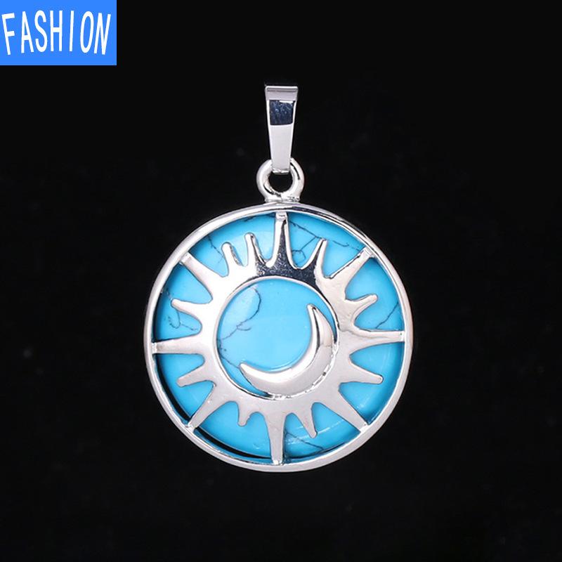 Кулон из натурального кристалла в национальном стиле с выдолбленной луной и солнцем, ожерелье, кулон, аура энергии, полудрагоценный камень