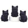 2" Cute Cat Natural Matte Black Obsidian Reiki Healing Crytstal Stone Carving Home Decoration Gemstone Animal Statue Crafts Gift