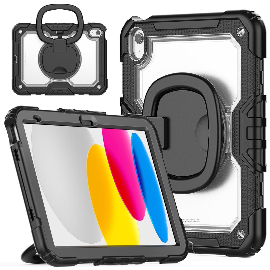 For iPad (2025)/iPad 10.9 (2022) Kickstand Case PC+Silicone Tablet Cover with Shoulder Strap