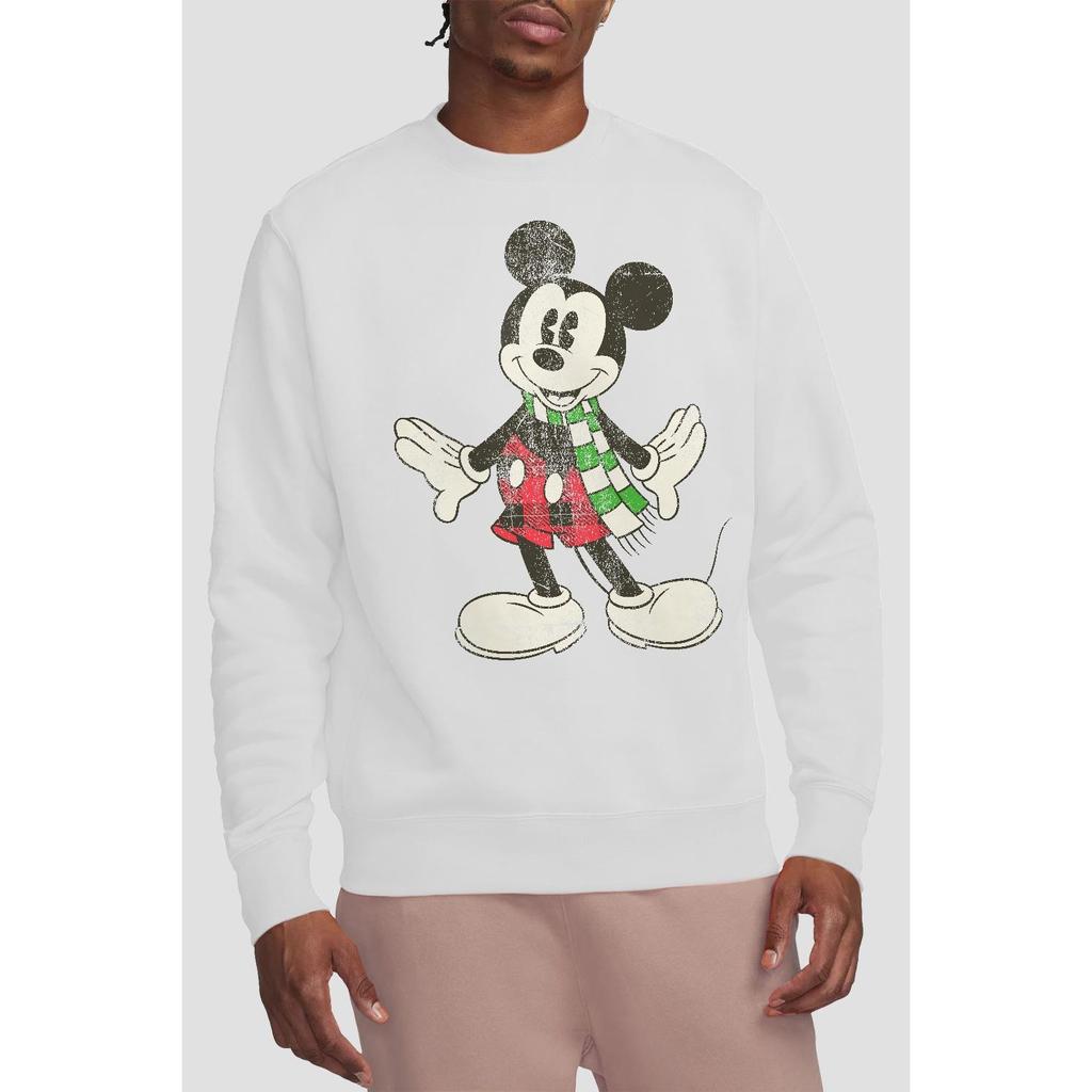 Disney Unisex Adult Mickey Mouse Retro Scarf Christmas Sweatshirt
