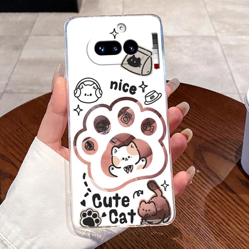Гелевый чехол для Nothing Phone 4A Capa Coque Прозрачный силиконовый мягкий ТПУ задняя крышка Милый кот Кролик Сердце Защитный чехол Fundas
