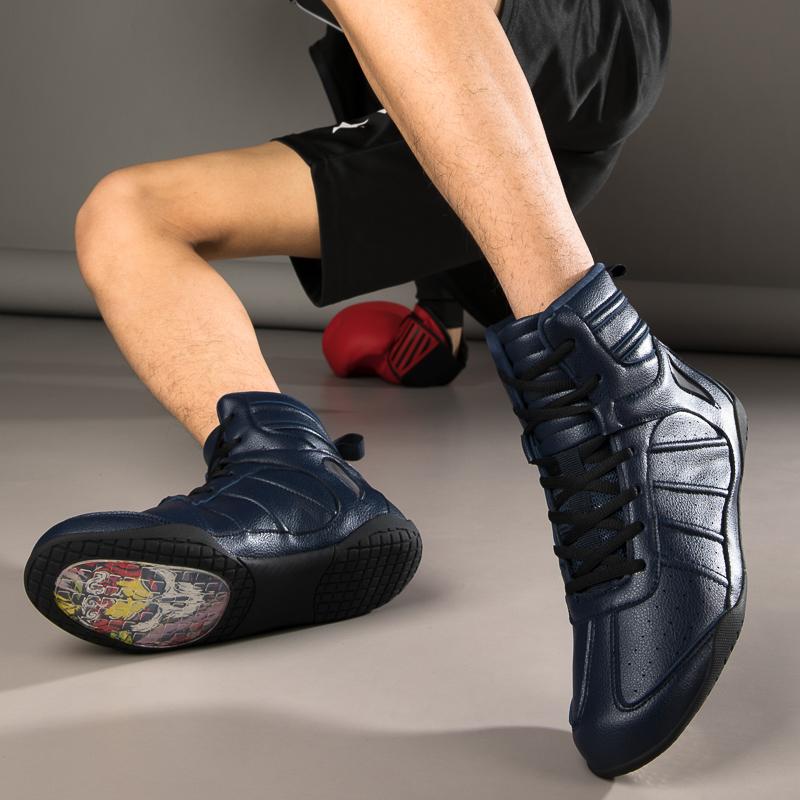 Новые борцовские туфли для пар, синие, белые, кожаные, для мужчин и женщин, боксерские туфли, профессиональные, спортивные, для соревнований, унисекс