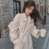 Women's Mid-Length Beige Wool Coat - 2024 Autumn/Winter Trend