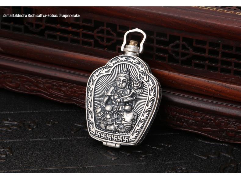 S925 Sterling Silver Zodiac Buddha & Guardian Deities Openable Pendant