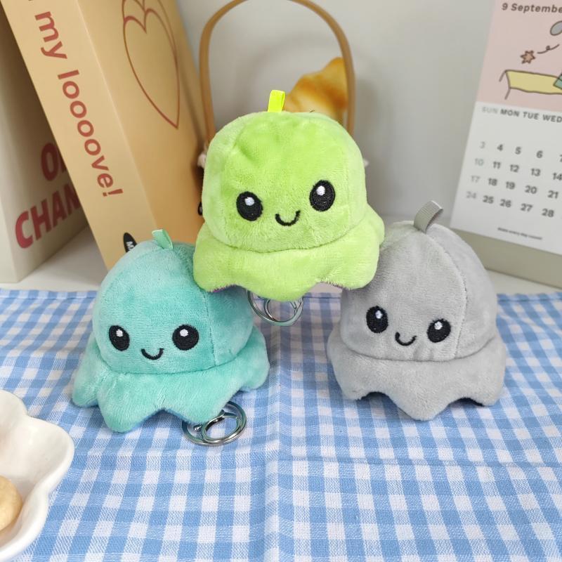 Creative Flip Face Change Octopus Small Pendant Doll Plush Toy Schoolbag Buckle Cute Couple Hanging Decoration