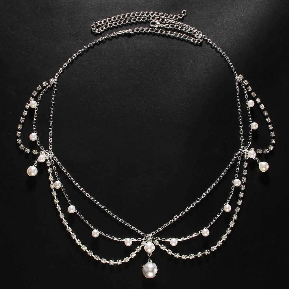 Full Rhinestone Head Chain Headpiece Pearls Tassel Crystal Meshes Headbands Hair Accessories