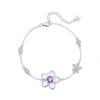 Adjustable Floral Bracelet Women With Natural Crystal Beads Sterling Delicate Handmade Jewelry