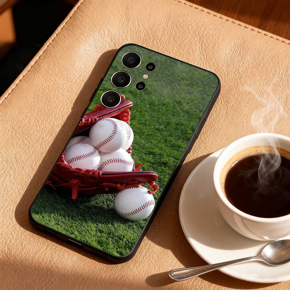 КРУТЫЙ B-Бейсбольный чехол для телефона Samsung S26, S25, 24, 23, 22, 30, 21, 10, 9, Ultra, Plus, Lite, Черный мягкий чехол