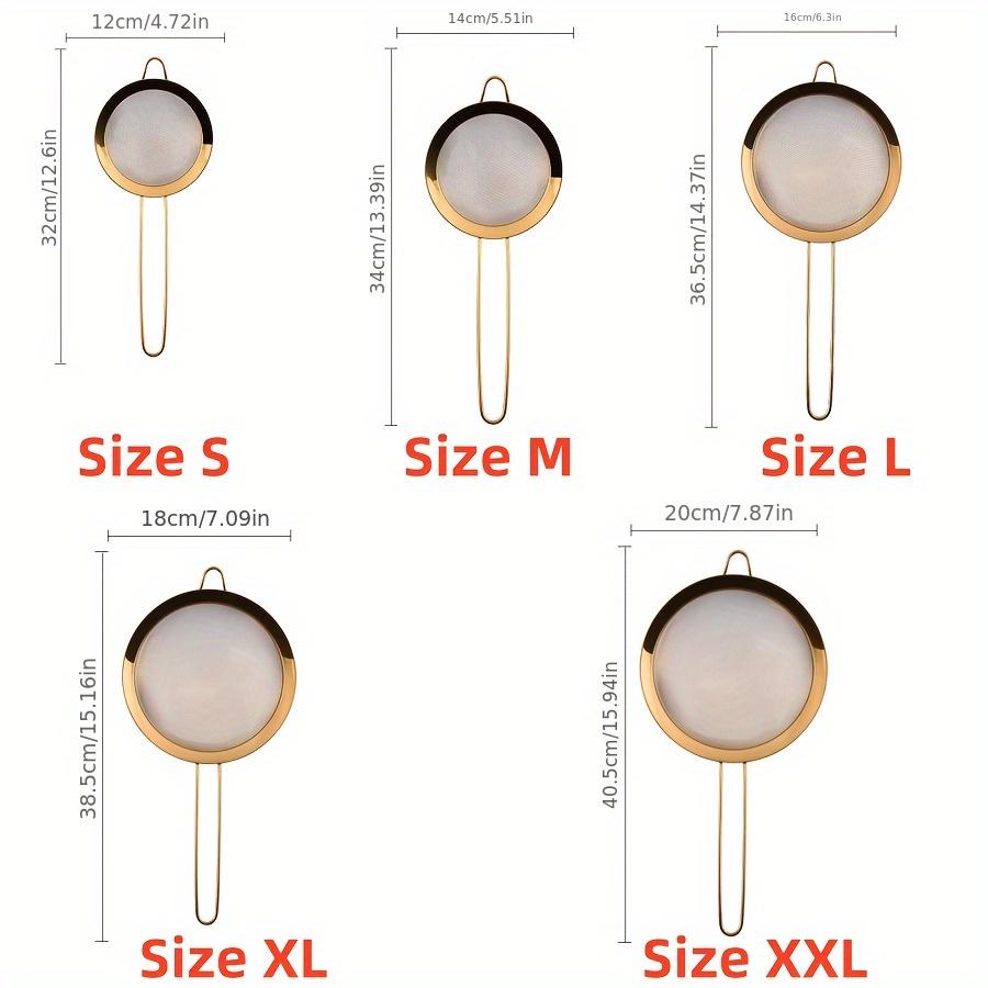 1pc Stainless Steel Colander Kitchen Bakery Gold Strainer with Hook Oil Scoop Soybean Milk Juice Rice Milk Filter Flour Screen