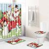 Рождественская шторка для душа, коврик для пола, комбинация из четырех предметов, ковер для ванной комнаты и туалета, коврик для душевой комнаты, коврик для ног