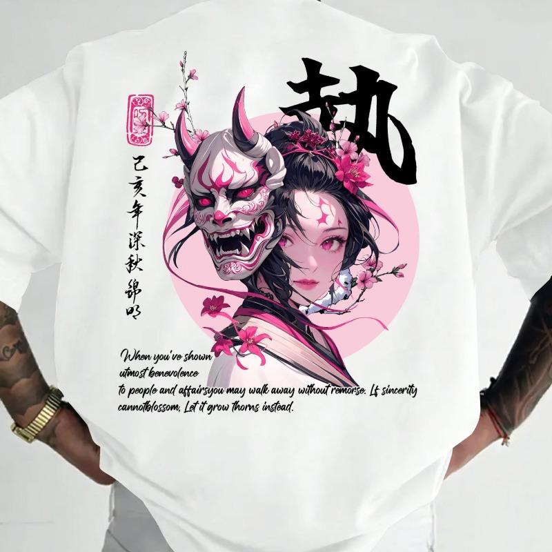 Japanese Anime T-shirt Men's Street Printed T-shirt Retro Punk Loose Fit Women's and Men's T-shirt Summer New Style