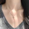 Серебряный кулон-крест с бриллиантом, покрытый 14-каратным золотом, для женщин - Элегантная цепочка на ключицу