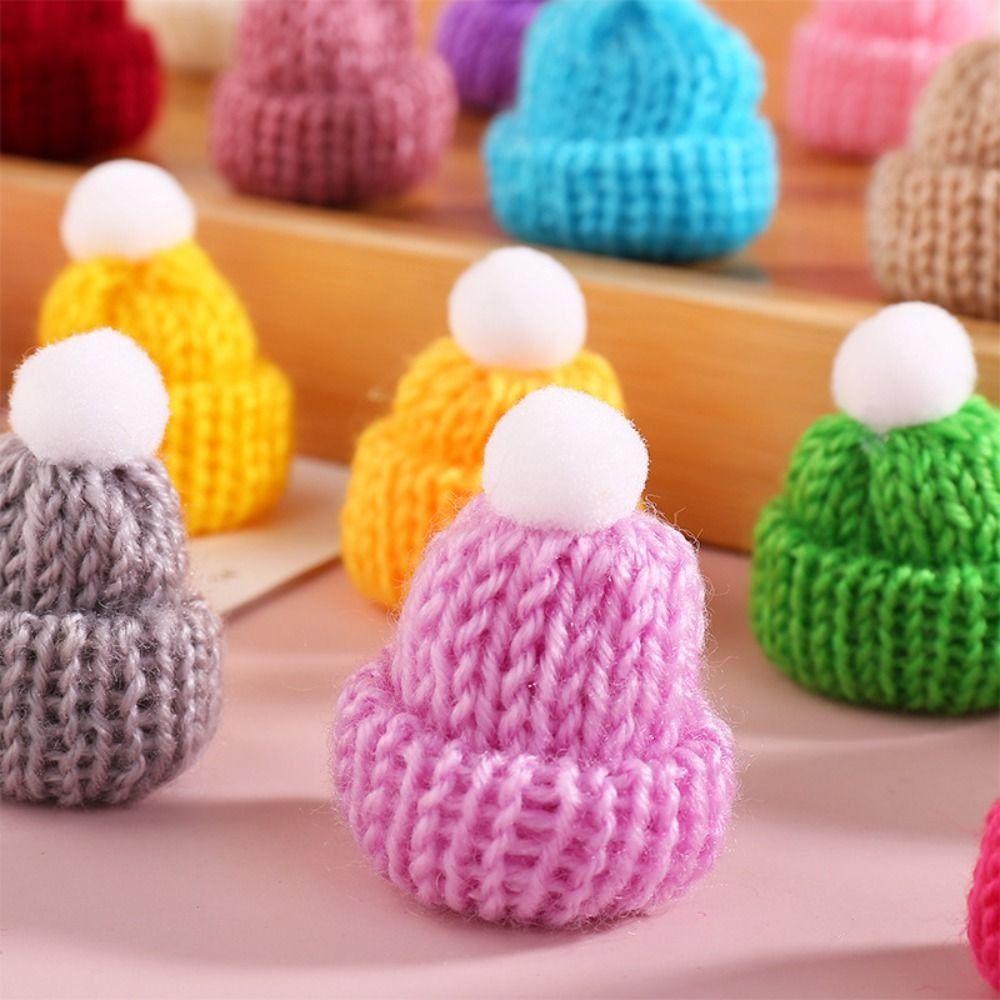 10 шт. DIY Мини-шапочки для вязания Швейные поделки Украшения Рождественские Мини-шапочки для вязаных кукол Вязание Полиэстер Мини-шерстяная шапка