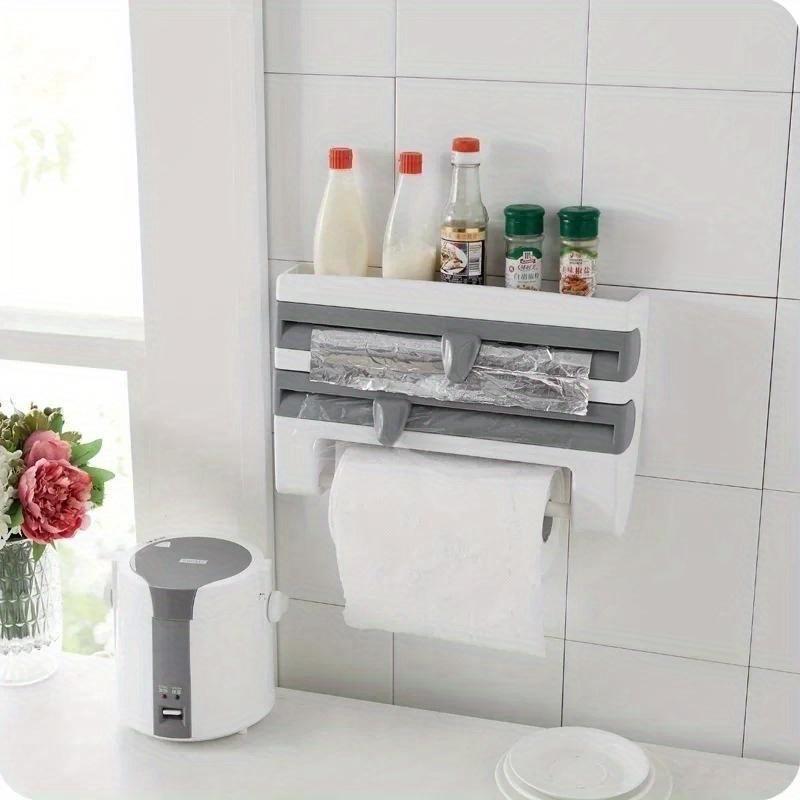 Plastic Refrigerator Cling Film Storage Rack Wrap Cutter Wall Hanging Paper Towel Holder High-quality Home Kitchen Organizer