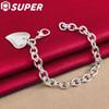 925 Sterling Silver Double Heart Pendant Bracelet Jewelry