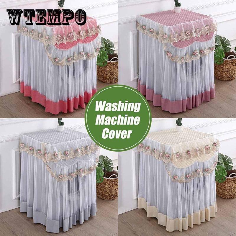 Lace Washing Machine Cover Dustproof Embroidery Floral Home Decor Protector Washing Machine Covers