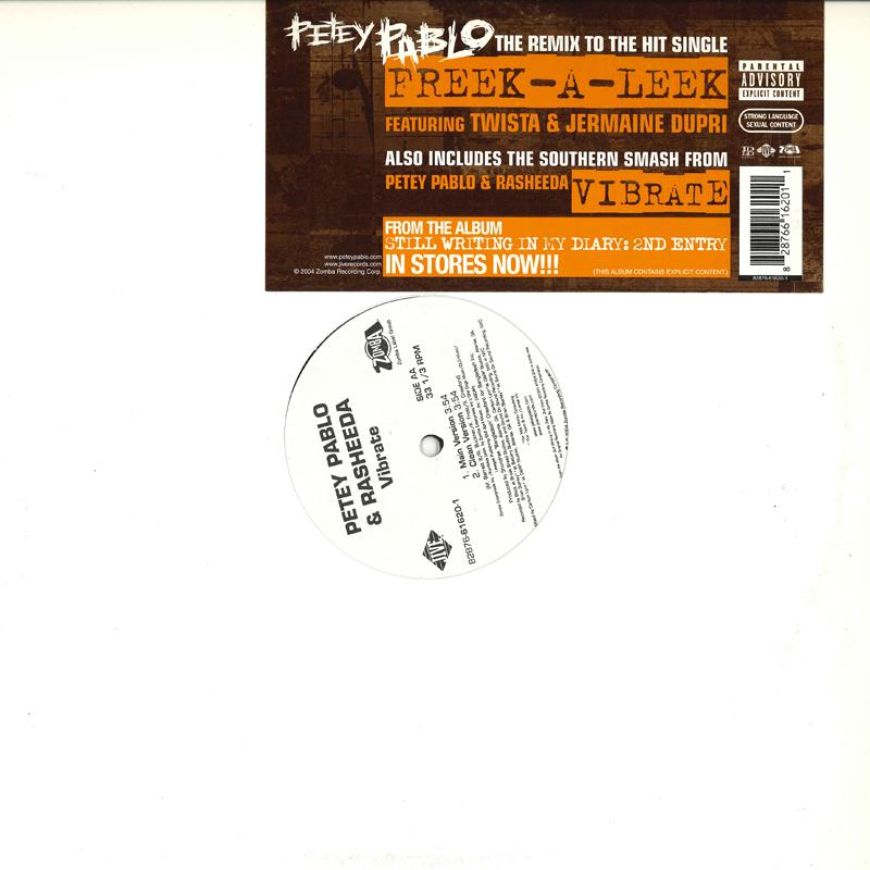 12-дюймовая пластинка PETEY PABLO - Freek-a-leek 8287661201 JIVE 2004 США Рэп и хип-хоп/R&B Б/У