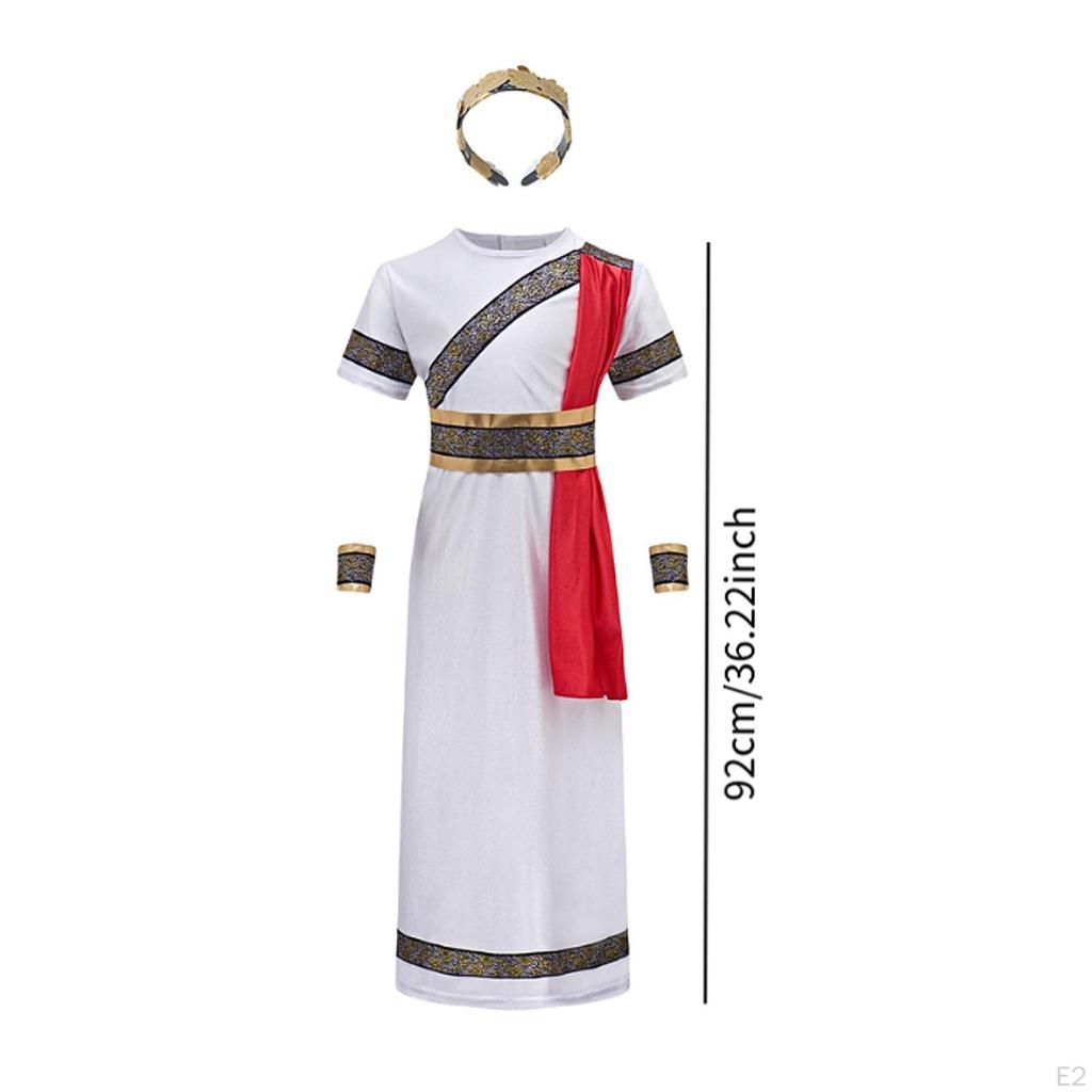 Ancient Design Children Roman Costumes Set Robe Headband Reusable Role Playing