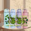 1PC Pinch Green Dinosaur Quote Text 750ml Color Plastic Water Bottle Leakproof Flip Straw Lid For Sports Office Home Use