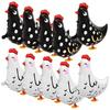 6 Pcs Walking Chicken Balloons White Black Latex Chicken Balloons Standing Farm