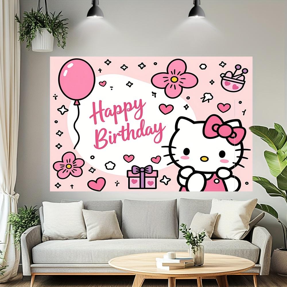 1 шт. Sanrio Hello Kitty С Днем Рождения Гобелен Полиэстер 2D Плоский Настенный Декор для Спальни Гостиной Милый День Рождения Дома