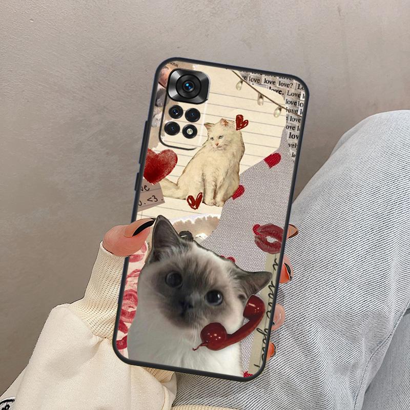 Забавный Милый Кот Эстетика Для Xiaomi Redmi Note 14 9 10 11 12 13 15 Pro Plus Чехол Обложка Для Redmi 15C 14C 12C 10C 13C