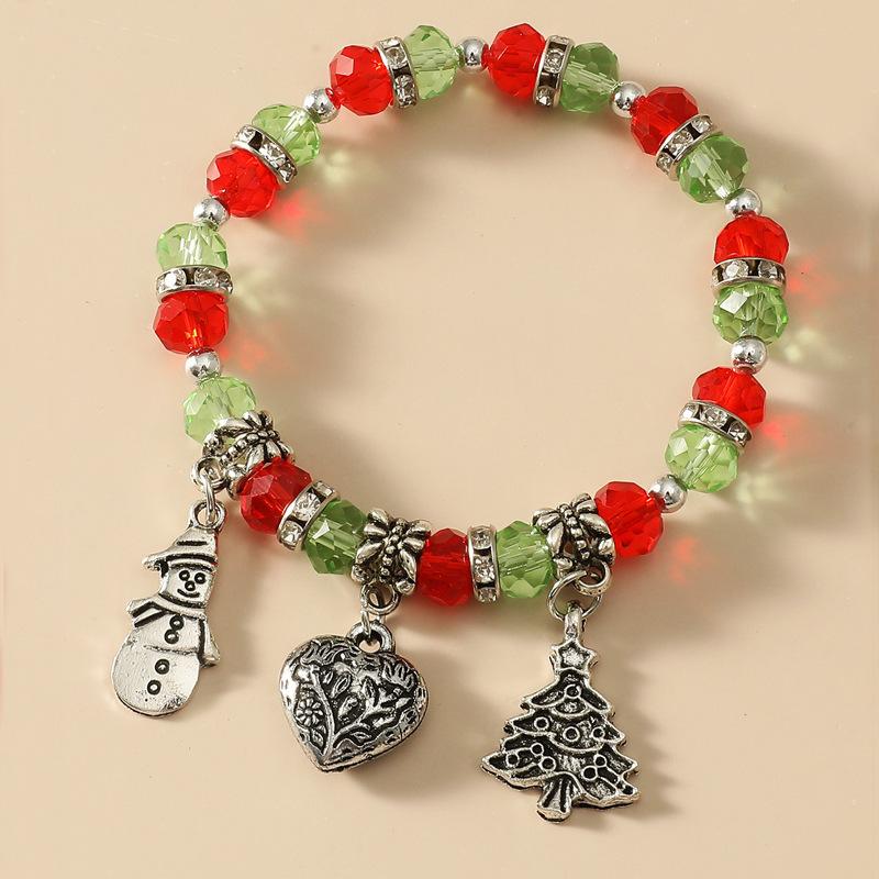 2025 2026 ручной работы рождественская елка бисерный браслет из тибетского серебра ретро милый снеговик металлический браслет ручные украшения оптом