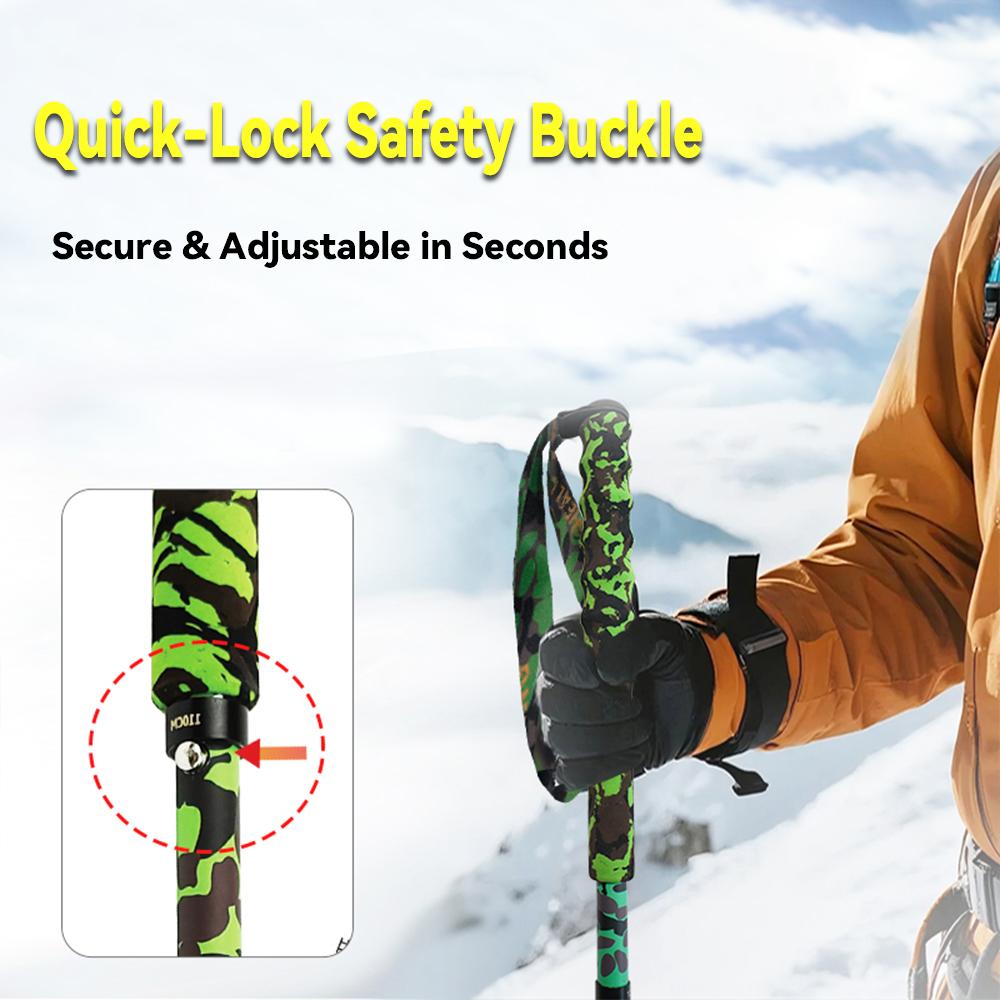 OKHEALING Portable Carbon Fiber Folding Trekking Poles Hiking Stick with EVA Handle for Climbing Outdoor Activities