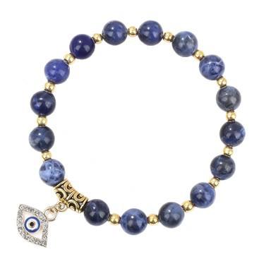 Lucky Bracelet Natural Stone Beaded Gold Beaded Yoga Energy Bracelet Bright Black Diamond Set Demon Eye Bracelet Female